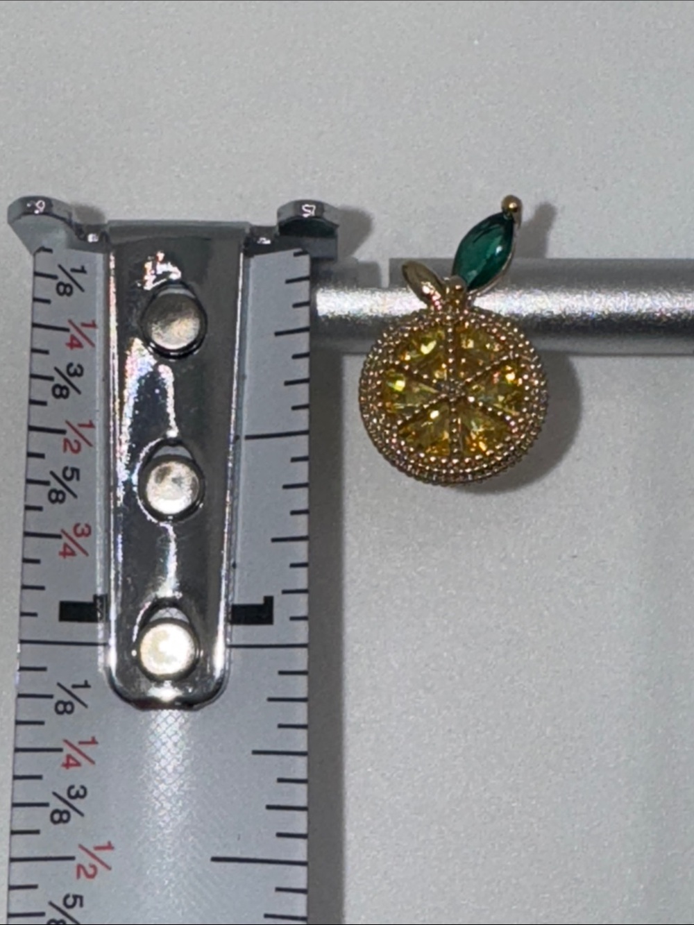Lemon Slice Rhinestone Stud Earrings Gold Tone - Picture 9 of 13